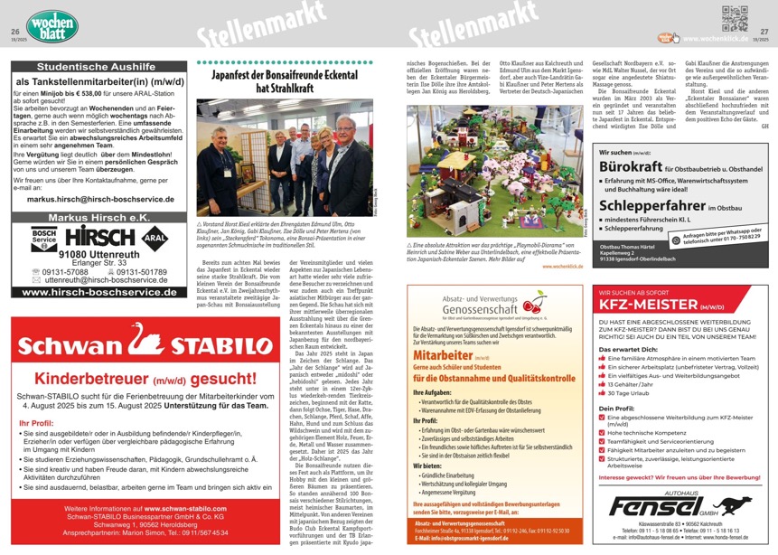 Berichterstattung Wochenblatt vom 07. Mai